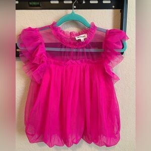 NWOT Vibrant Pink Ruffle Blouse